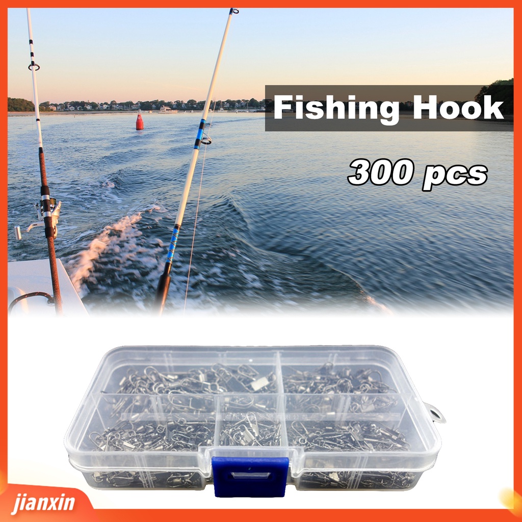 (In Stock) 300Pcs Snaps Putar Bola Bearing Multifungsi Silver Portable Konektor Memancing Aksesoris Kit Set Untuk Memancing Di Luar Ruangan