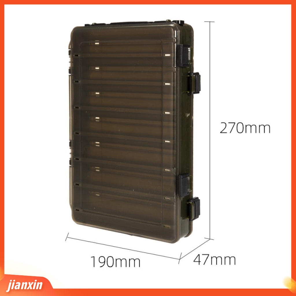 (In Stock) Memancing Luar Ruangan Dua Sisi 14-Grid Umpan Lure Kotak Penyimpanan Dengan Kunci Menangkap Aksesoris Alat Pancing