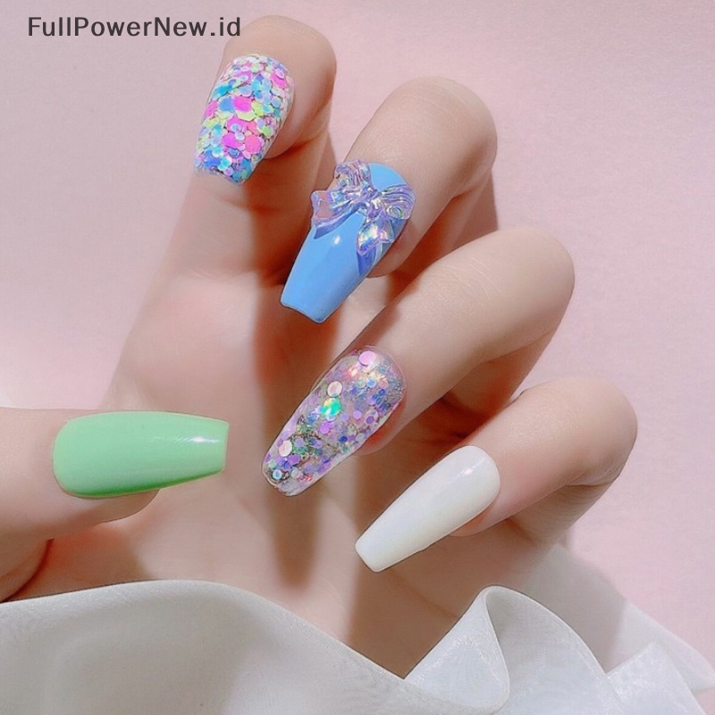 Power 1toples Shinyny Nail Gradient Sequin Payet Kuku Laser Warna-Warni Glitter Flakes ID