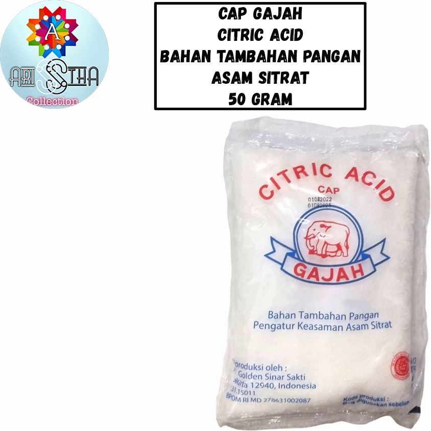 

Asam Sitrat Citric Acid Cap Gajah 50 Gram