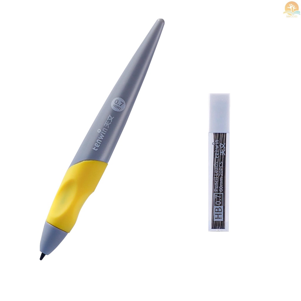 In Stock Pensil Mekanik 0.7mm HB Memimpin Koreksi Pensil Otomatis Tanpa Gangguan Memimpin Non-slip Pegangan Silikon Alat Tulis Kantor Sd Ujian Profesional Doodle Pensil