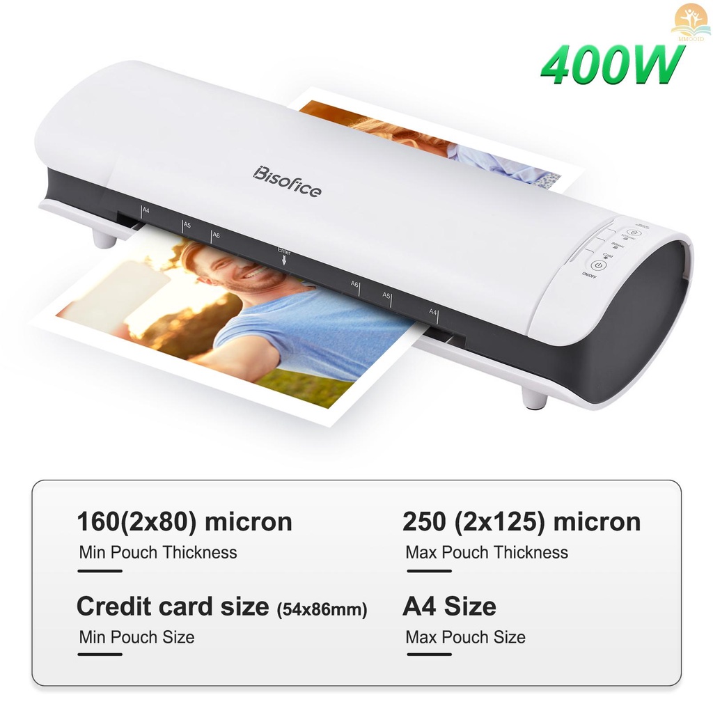 In Stock Bisofice SL988 Set Mesin Laminator Desktop Ukuran A4 6IN1 Laminasi Panas Dan Dingin Multifungsi 2 Sistem Rol Lebar 9inci Max Dengan Pemotong Kertas Trimmer Rounder Hole