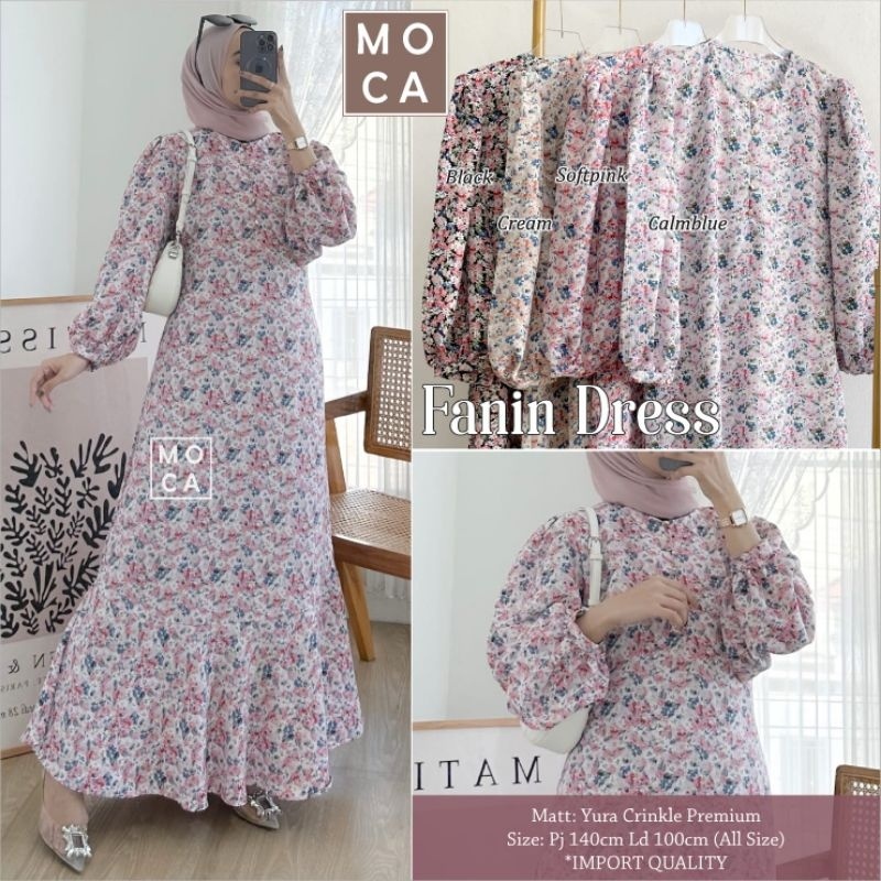 FANIN DRESS ORI MOCA | Ld100 Yura Crinkle Premium