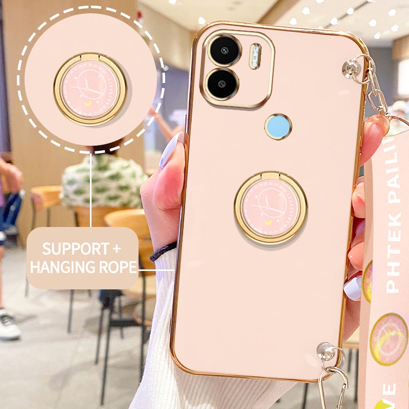 Gloden tree Phone Case Untuk Xiaomi Redmi A1 Plus A1+ 2022 Xiaomi POCO C50 Original Casing Dengan Watch Standand Lanyard