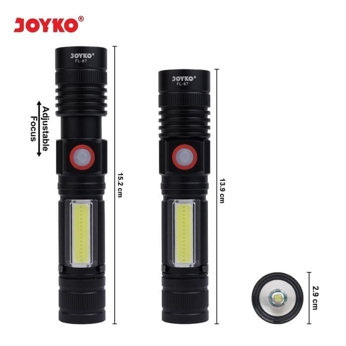 Rechargeable Flashlight FL87 Magnet &amp; Zoom/ Senter LED Joyko FL 87 mode Swat Police