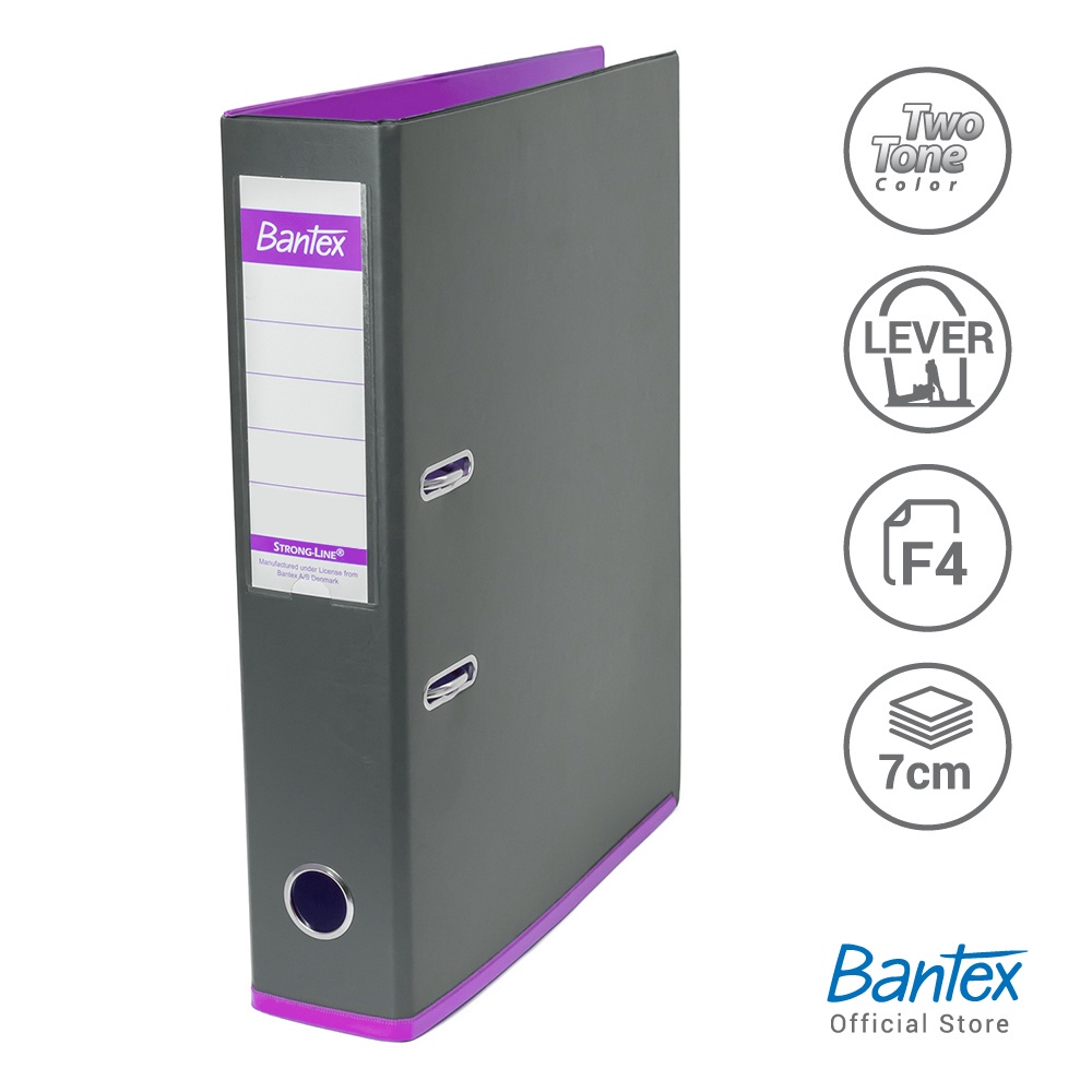 

[Artomas] Bantex Lever Arch File Ordner Plastic Two Tone 7cm Folio Anthracite Grey-Lilac 1465V2521