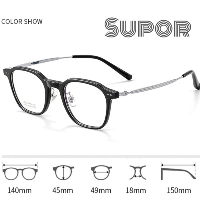 FF195 Full Frame kacamata Titanium Minus Pria Acetate Retro Vintage