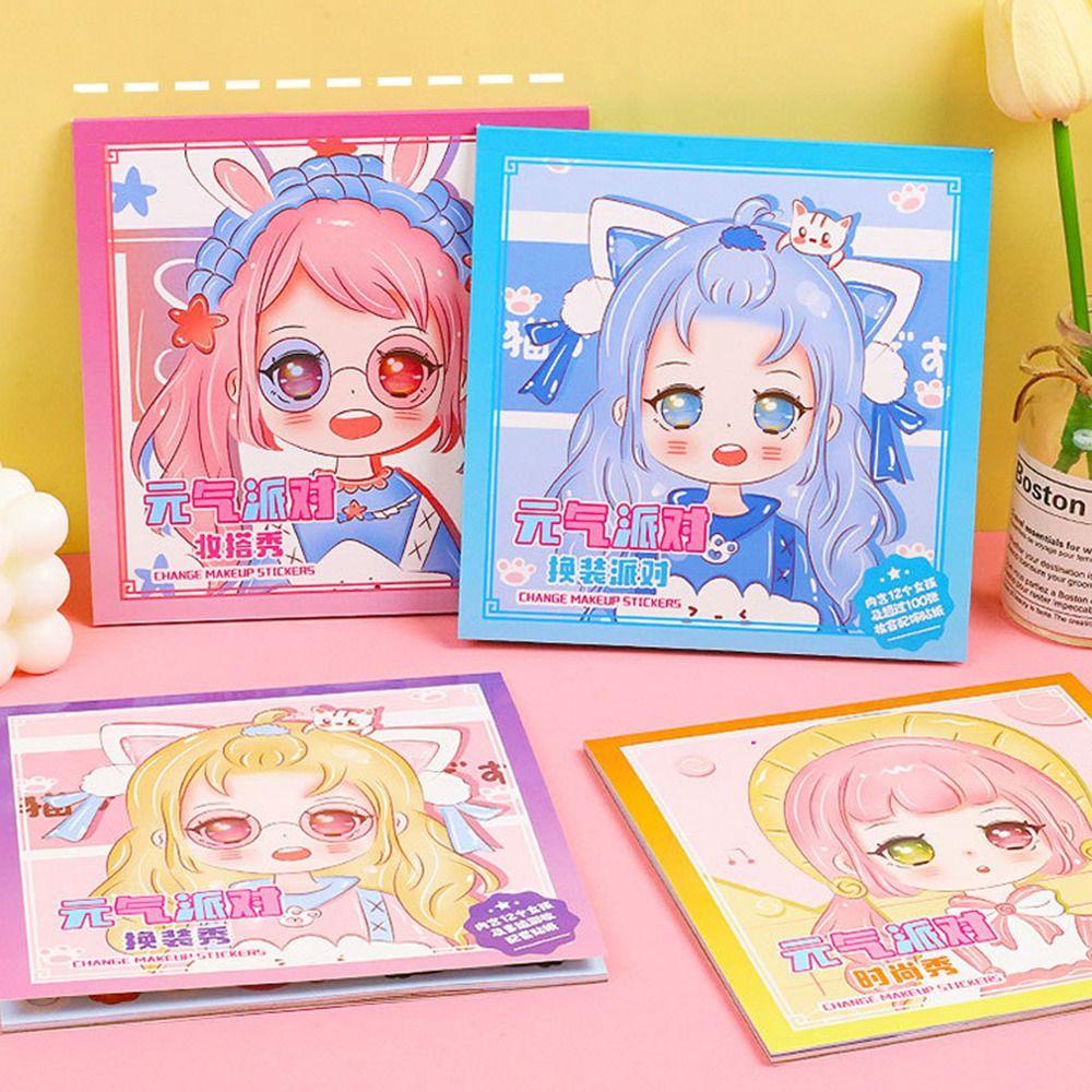 MXBEAUTY Princess Stiker Buku, Kertas Membuat Wajah Sticker Buku, Lucu Berubah Wajah Kognisi Warna Kartun DIY Dress Up Stiker Untuk DIY Stiker Hias