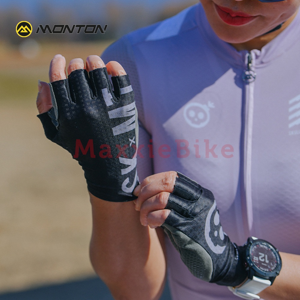 Monton SKxMT Sarung Tangan Sepeda Skull Monton Cycling Gloves Half Finger