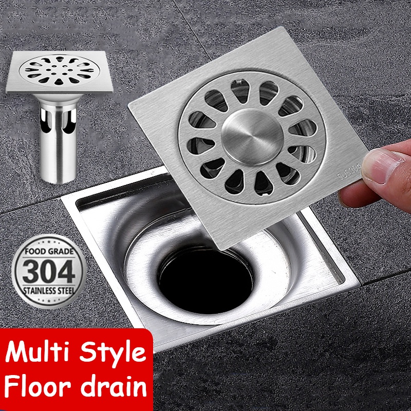 304 Saluran Air Lantai Anti Serangga Stainless Steel/Sealing Plug Saluran Air Wastafel Anti Bau/Aksesoris Peralatan Rumah Tangga/Hair Trap Piston Drainer Tahan Lama/Penutup Saringan Shower Tebal