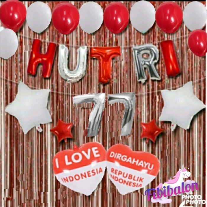 READY Paket dekorasi dirgahayu HUT RI/paket 17 agustus - 77 silver