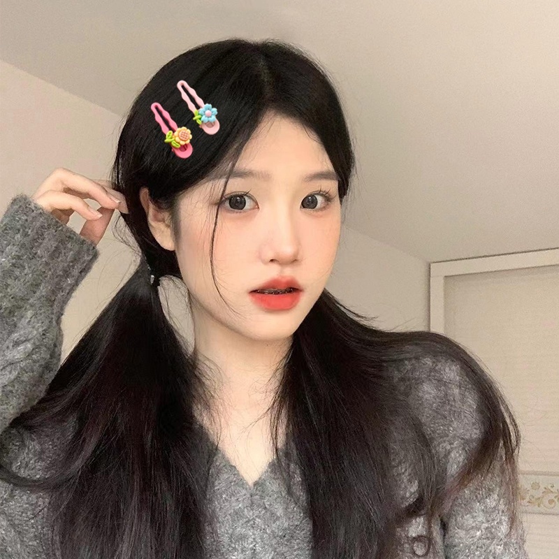 Korea INS Gaya Sederhana Logam Trendi Harajuku Bergelombang Rambut Klip Aksesoris Manis Indah Peri Bunga Jepit Rambut Y2K Gadis Anak Perempuan Anak-Anak Segar Warna Permen Bunga Matahari Mawar Rambut Klip