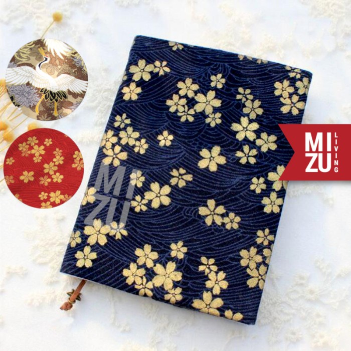 

✨BISA COD✨ -MIZU TOMESODE A5 GOLD Sakura 192PAGES NOTEBOOK 100g Fountain Pen Paper - NAVY SAKURA, BLANK Polos