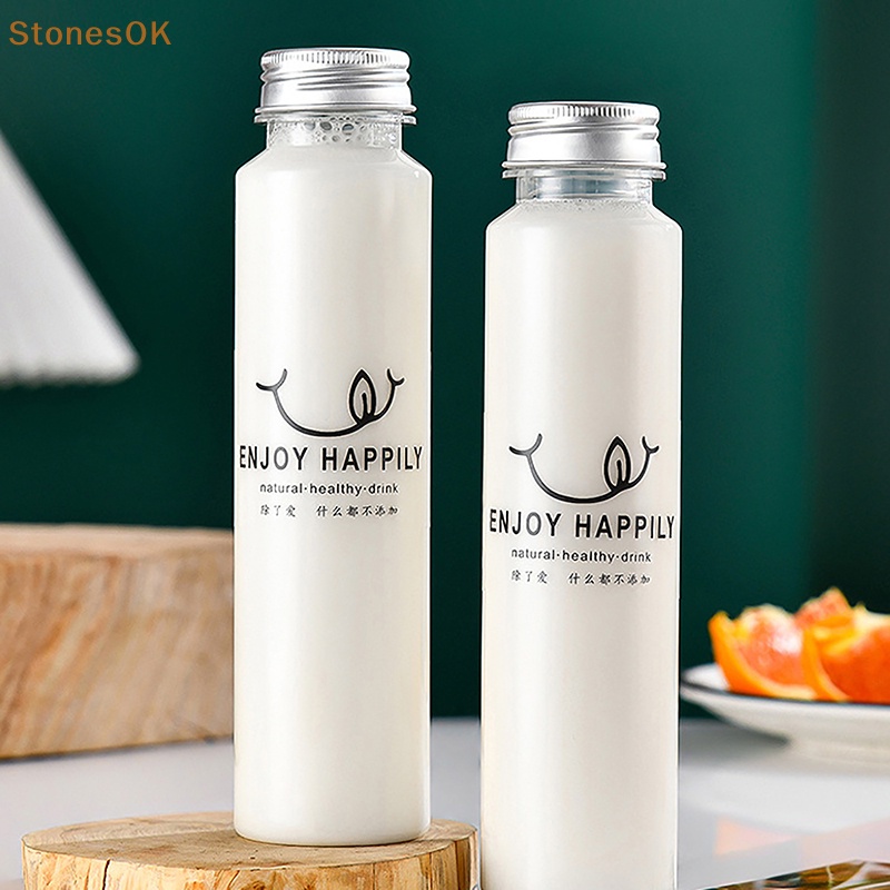 Stones 1Pc 350ml PET Gelas Teh Susu Lucu Dengan Tutup Round Bottle Cup Minuman Tea Candy Storage Jar Perlengkapan Dekorasi Pesta ID