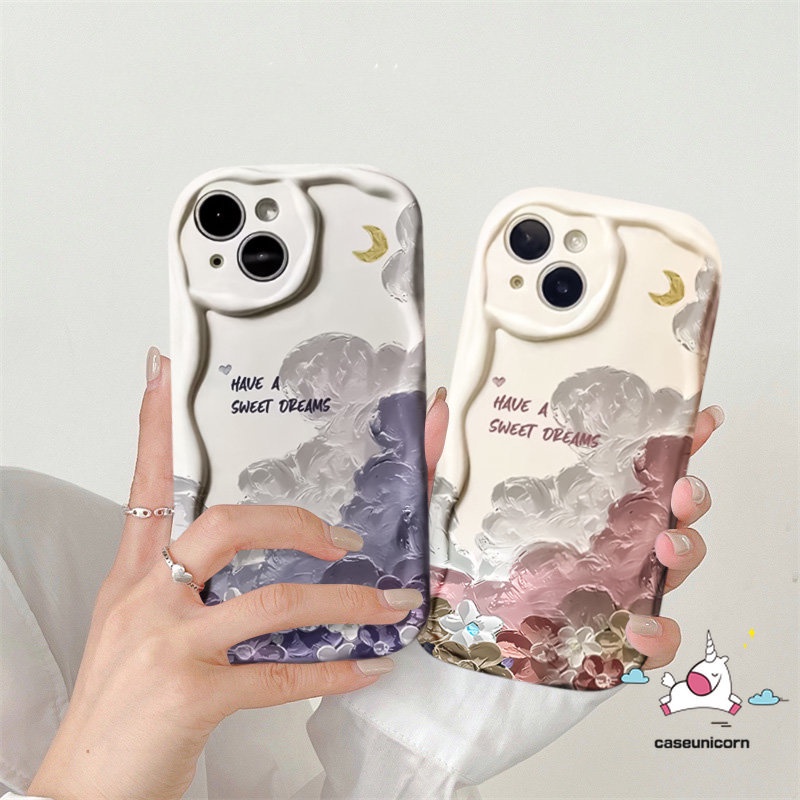 Fashion 3D Wavy Curved Edge Back Cover Case Untuk Infinix Hot8 30i 9 10Lite Hot 10 11 12 30 20 8 9 Play Note 12 G96 12 4G Smart 6Plus 6 7 5 Art Lukisan Cat Minyak Bunga Awan Lembut Sarung