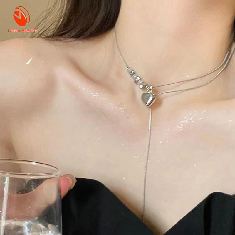 Niche Desain Logam Kalung Temperamen Serbaguna Kupu-Kupu Tetes Air Perak Pribadi Rumbai Manis Kalung Pribadi Wanita