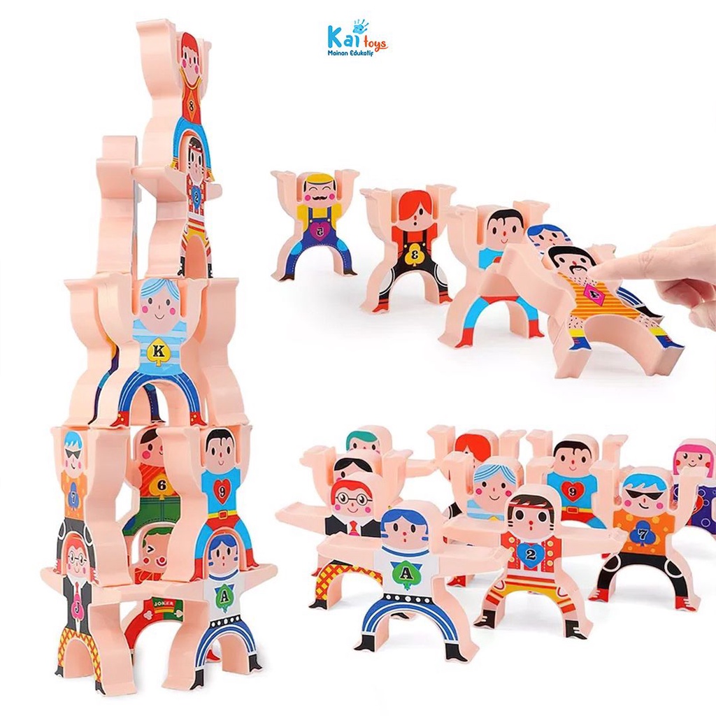 STACKING BLOCK / Mainan Balancing Toys Orang/ Super Hero / Balok Susun Blocks Mainan Edukasi Anak