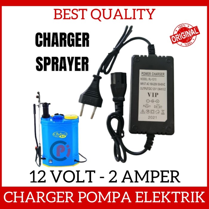 Fast Charger Baterai Pompa Gendong Sprayer Elektrik 12V 2A 1A Cas Aki