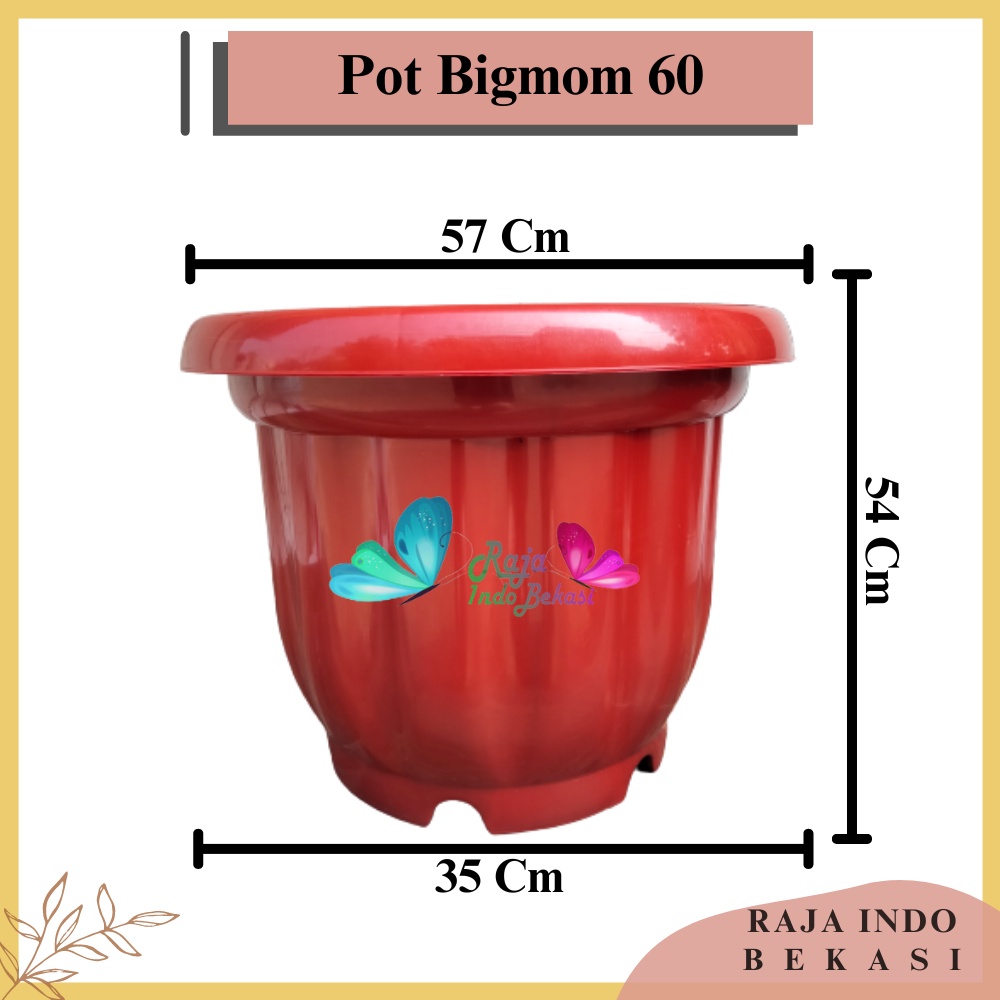 Pot Big Mom 60 Cm Merah Bata  Pot Plastik Bunga Tanaman  Tebal Murah Grosir Pot Jumbo Besar Pot Tanaman