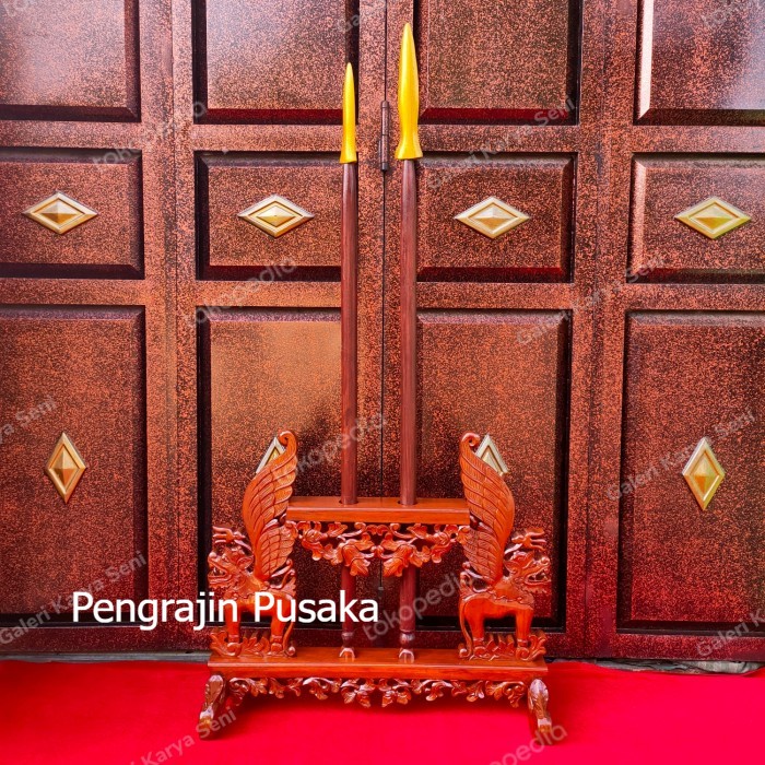Jagrak Tombak Custom Isi 2 Ukiran Singo Barong Singa Terbang