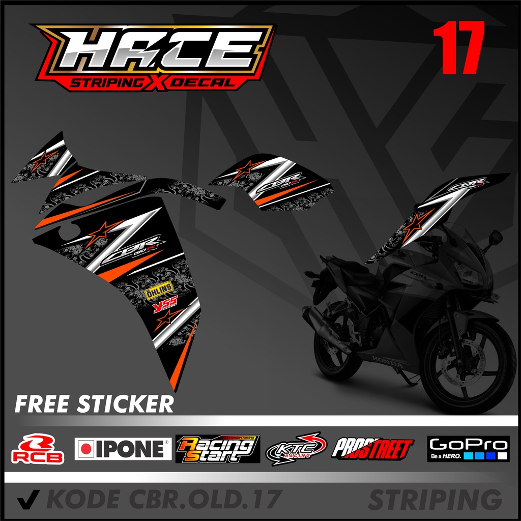 STICKER STRIPING CBR OLD - STICKER STRIPING CBR OLD BAHAN PREMIUM KODE 17