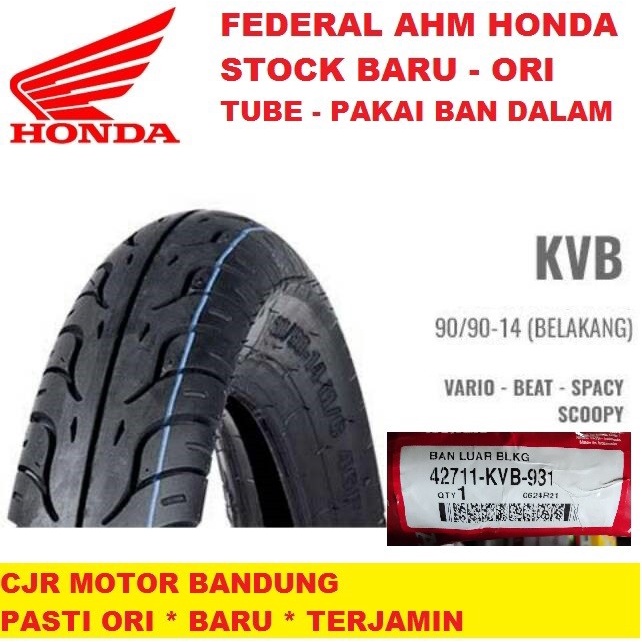 Ban FEDERAL HONDA AHM 90/90 ring 14 Ban Luar Belakang Motor Beat Vario