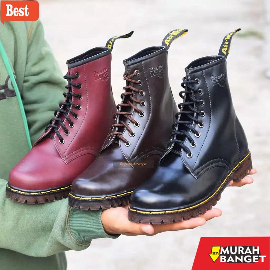 Boot pria terbaru- Sepatu Boots Tinggi Murah DM/Dokmar/Dr Martens 8 Hole Sepatu Pria
