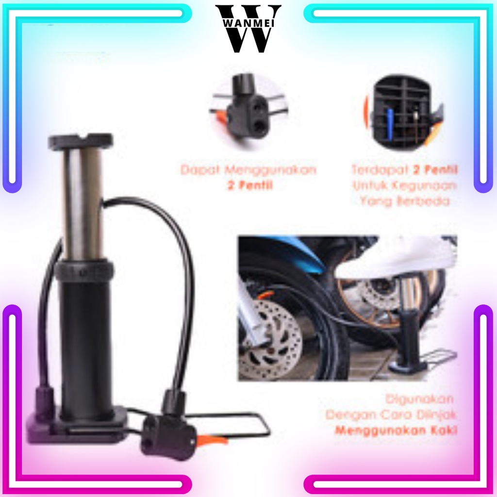 WM Pompa Ban Sepeda Kompa Angin Injak Foot Pump Pompa Injak Manual Sepeda / Motor / Mobil / Bola