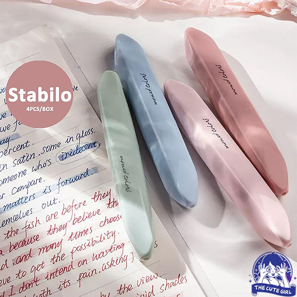 

4pcs/Box Soft Tip Stabilo/highlighter Soft-head high-value student with color marker berkapasitas besar hand account pen- Stazionario- Stazionario