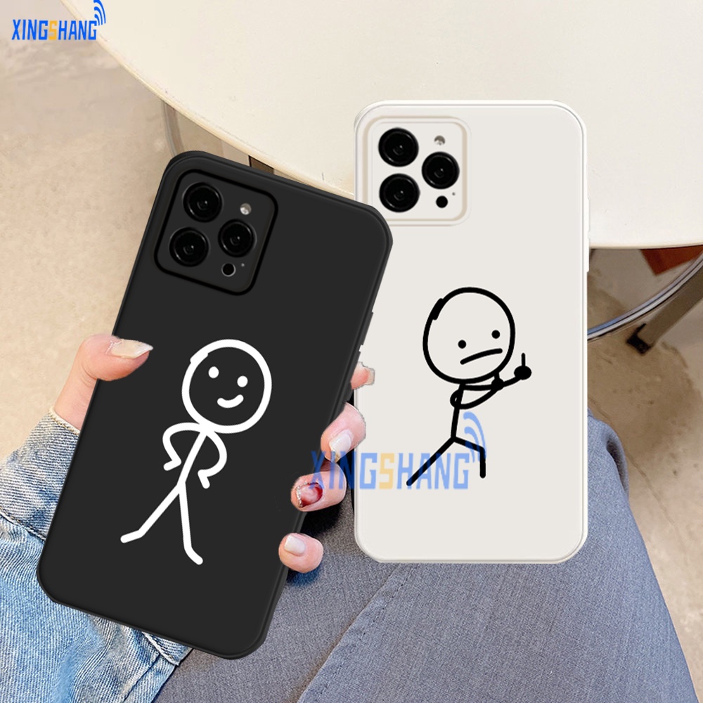 Casing hp iPhone 11 iPhone 14 Pro Max 12 13 Xs Xr Xs Max iPhone6 6S 7 8 Plus Karakter Garis Lucu Imu