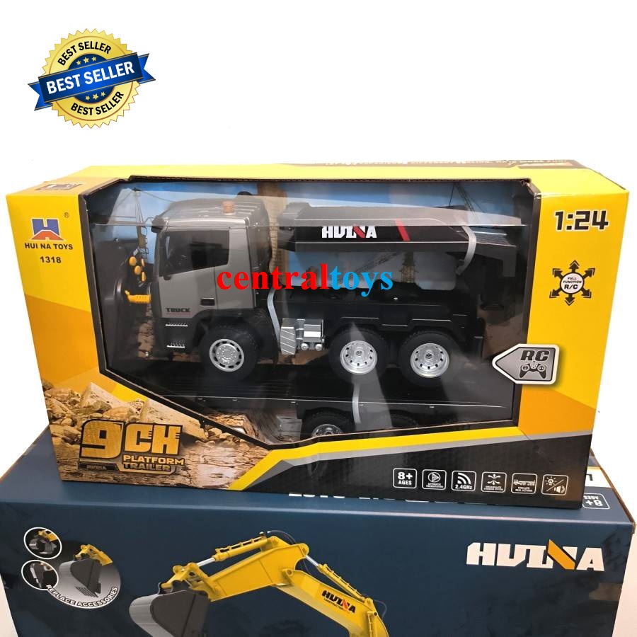 HUINA 1318 rc truck trailer flat bed diecast 9CH truck rc konstruksi