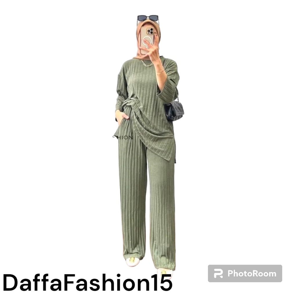 YES Setelan Celana Tunik Wanita Kaos Knit Rajut Import Viral Kekinian Terbaru Terlaris Termurah COD