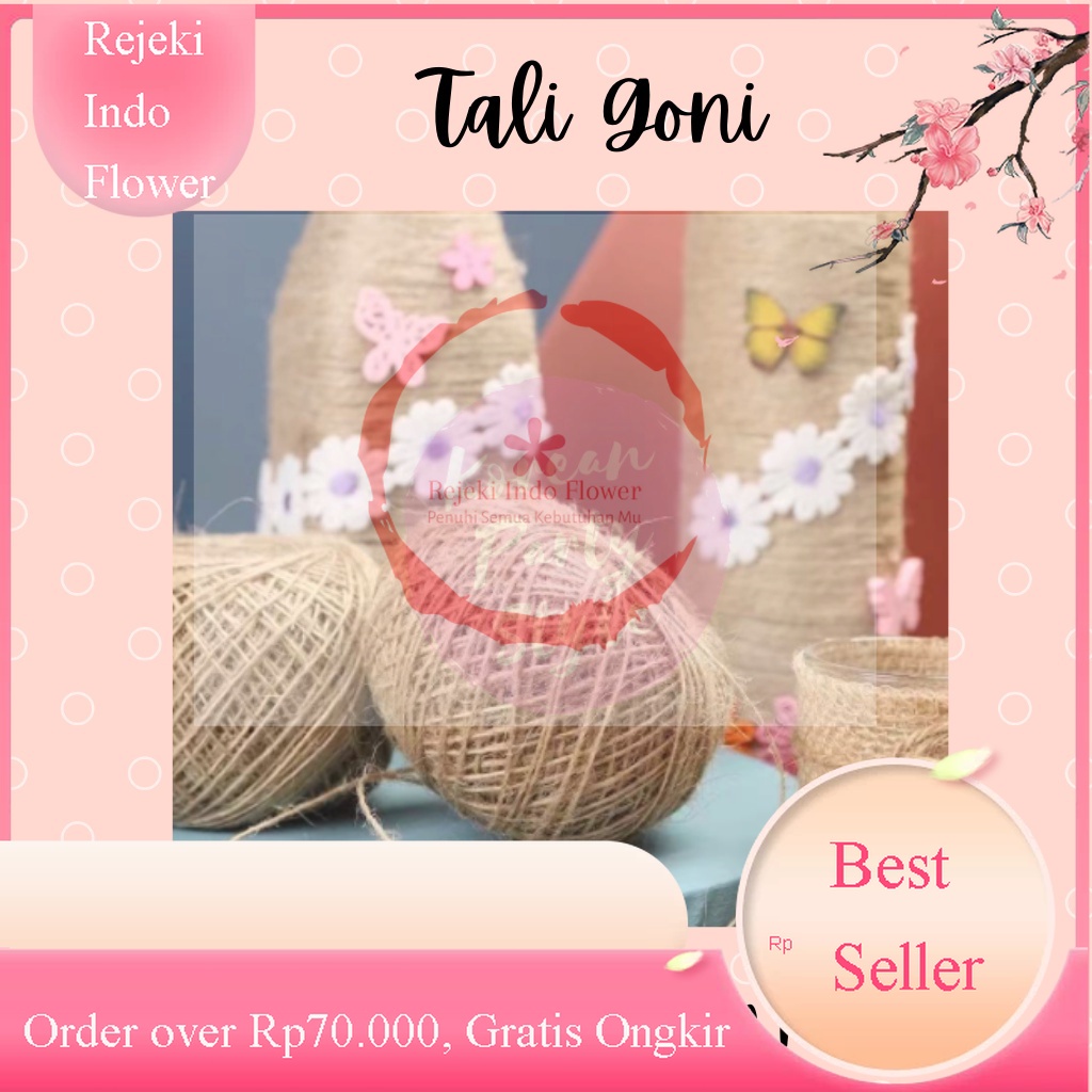 

REJEKI TALI GONI NATURAL PER 2 M / 1 ROLL 3 PLY TALI RAMI BUKET BUNGA CRAFT KERAJINAN TALI POLAROID