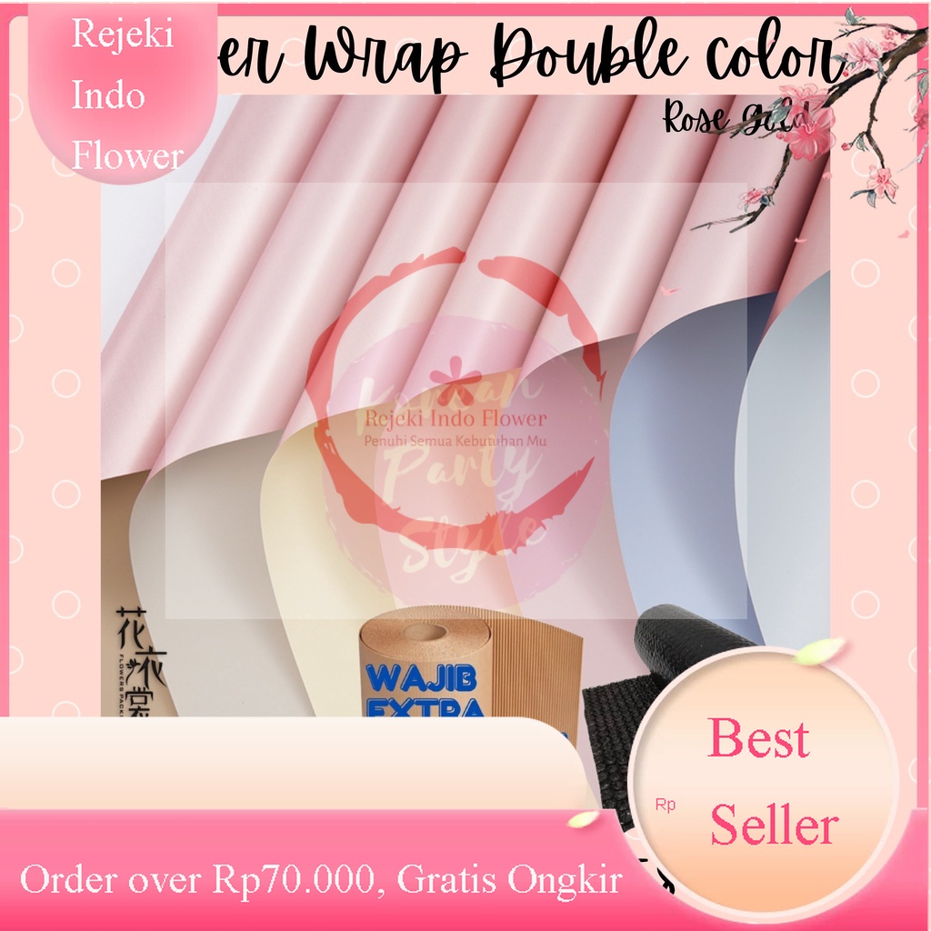 

REJEKI KERTAS BUNGA DOUBLE COLOR ROSE GOLD ISI PER LEMBAR FLOWER WRAPPING ECER SATUAN CELLOPHANE BUKET PAPER BISA CAMPUR WARNA WARNI