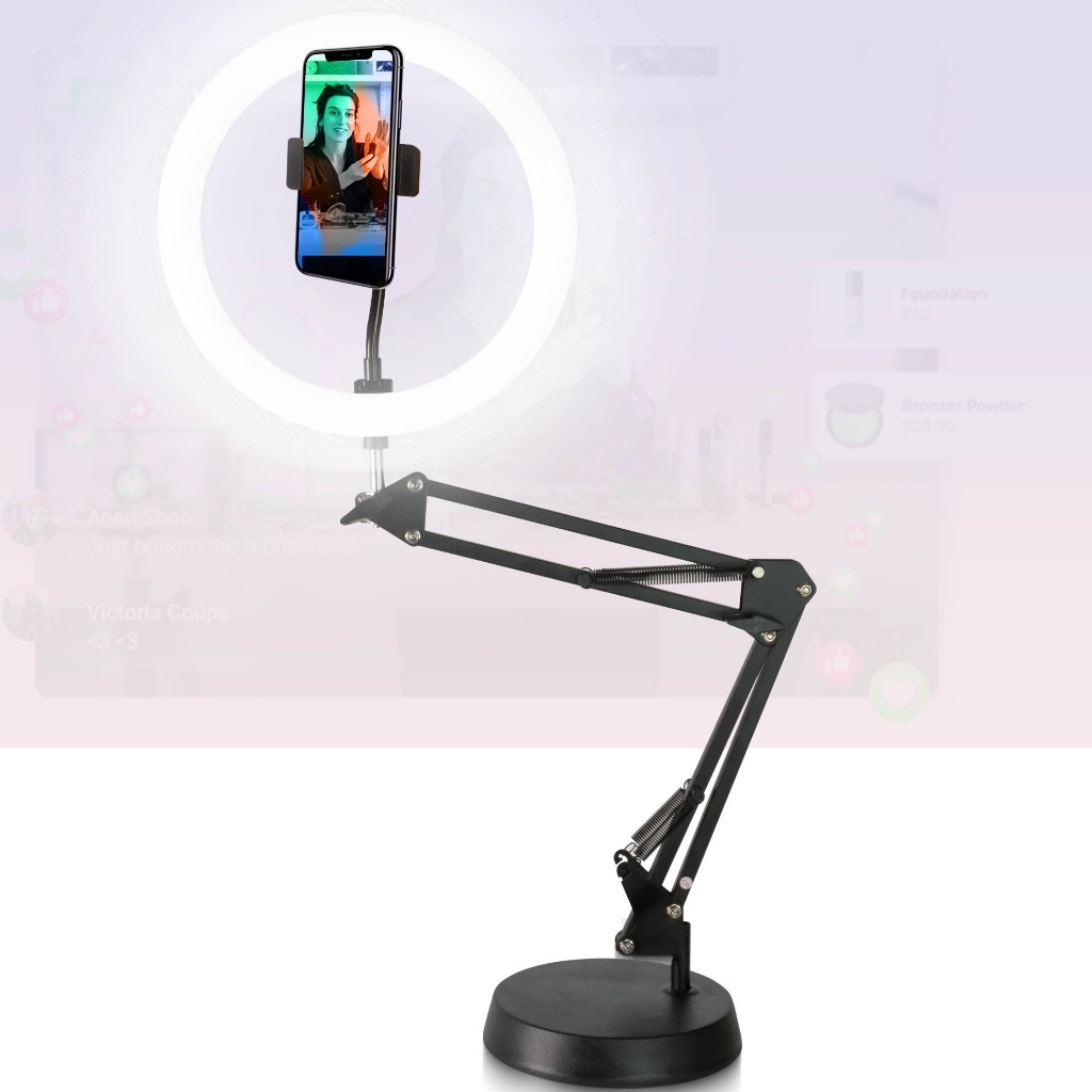 Overhead Tripod hp Ring Light Multifuncional Bracket S77 Phone Holder Stand Holder HP Meja Lampu LED