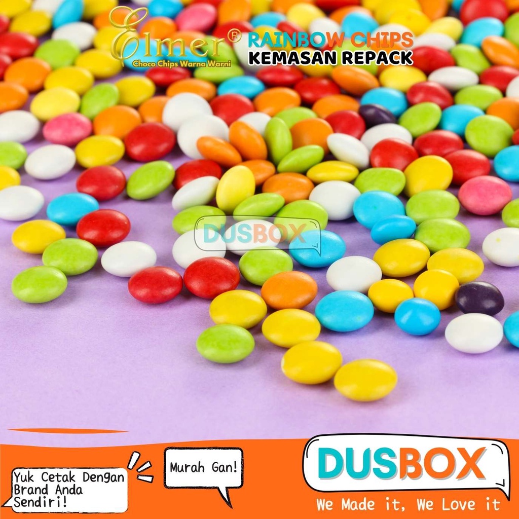 

Choco Chips Elmer Warna Warni / Choco Chip Repack Warna Warni / Rainbow Chips Elmer Repack