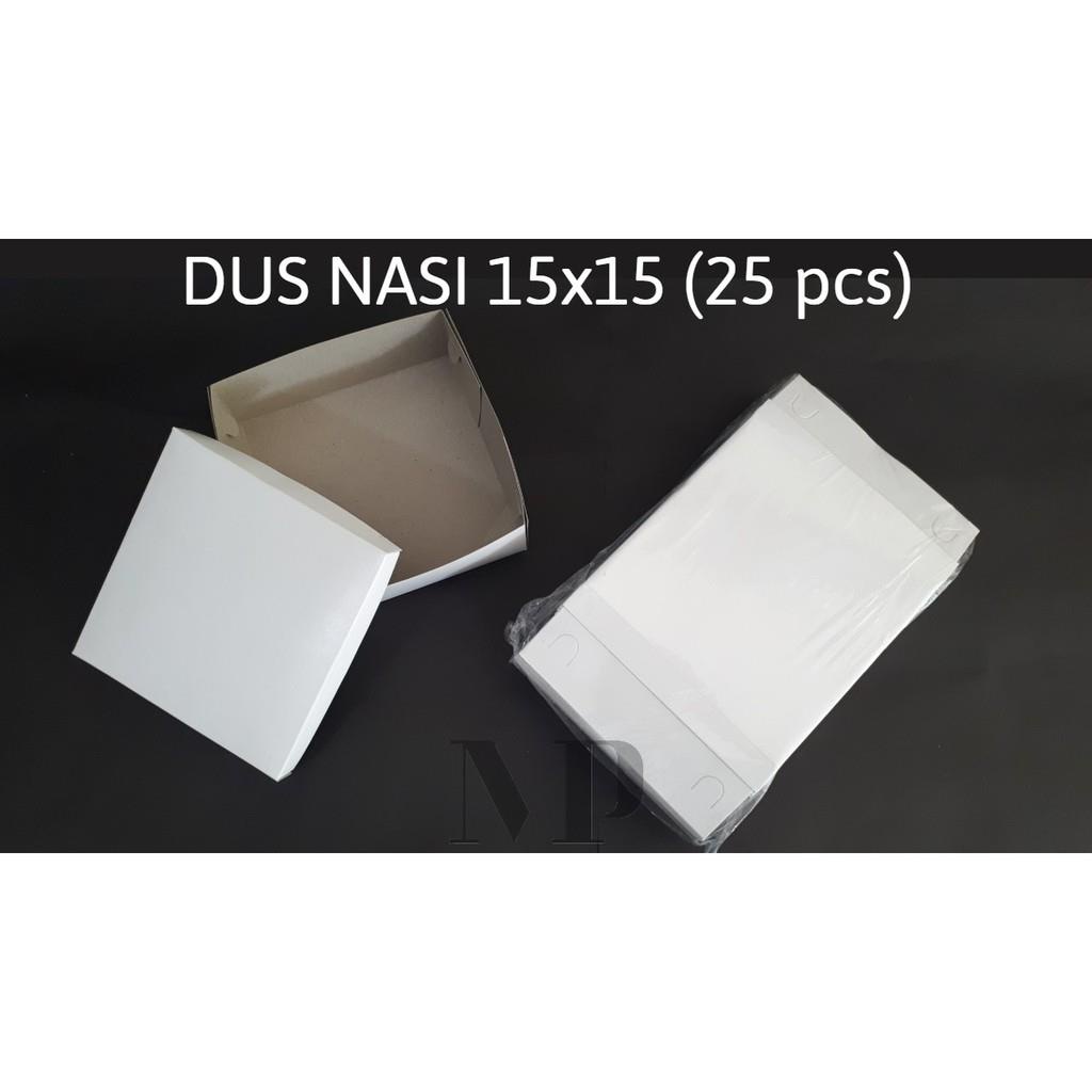 [25pcs] Dus Nasi Kotak 15x15 cm Putih Polos Catering Box
