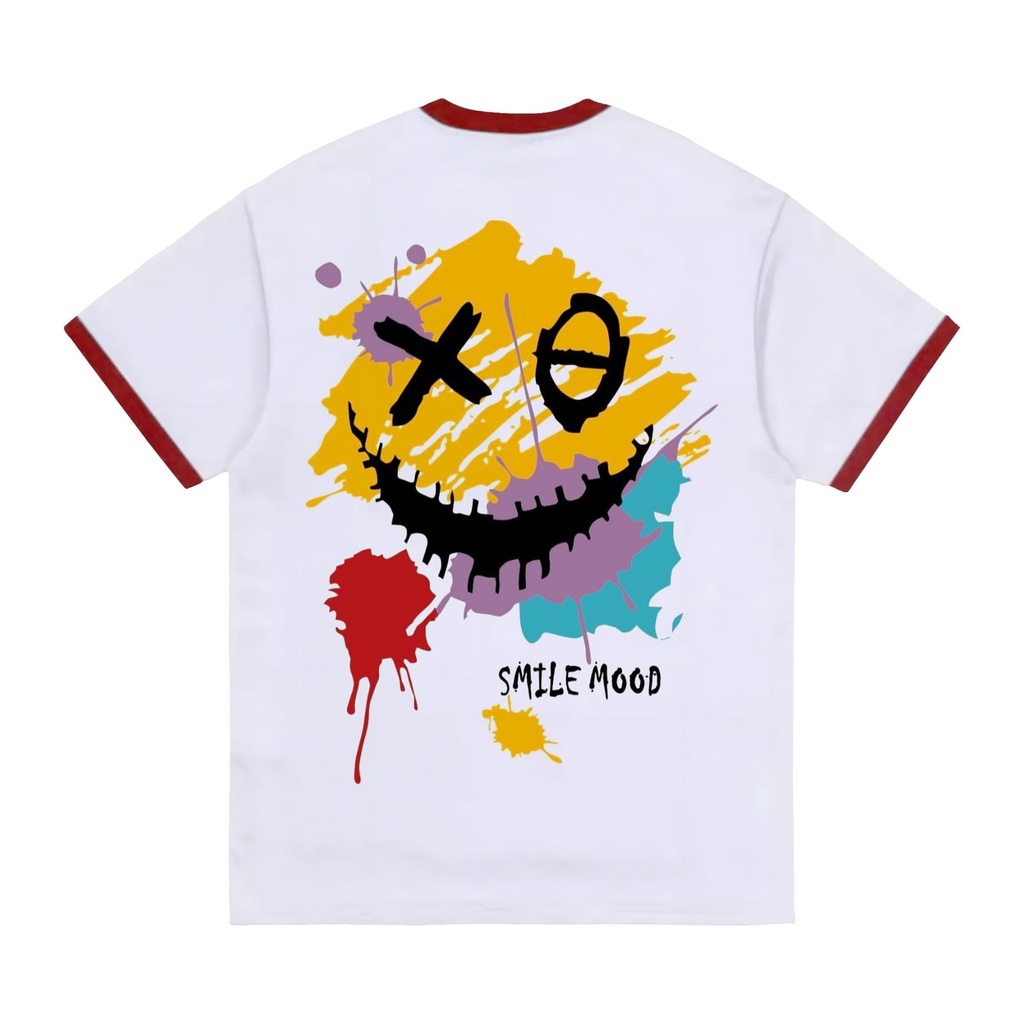 Elpizo Apparel | T-shirt Ringer Tee | Smile Mood | Pakaian pria | Pakaian wanita | Vintage | Casual 