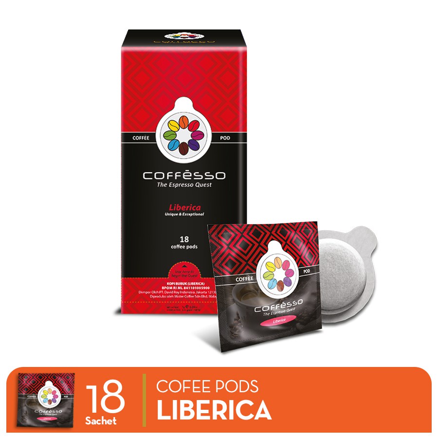 

Coffesso Liberica Coffee - Kopi Pods Isi 18s