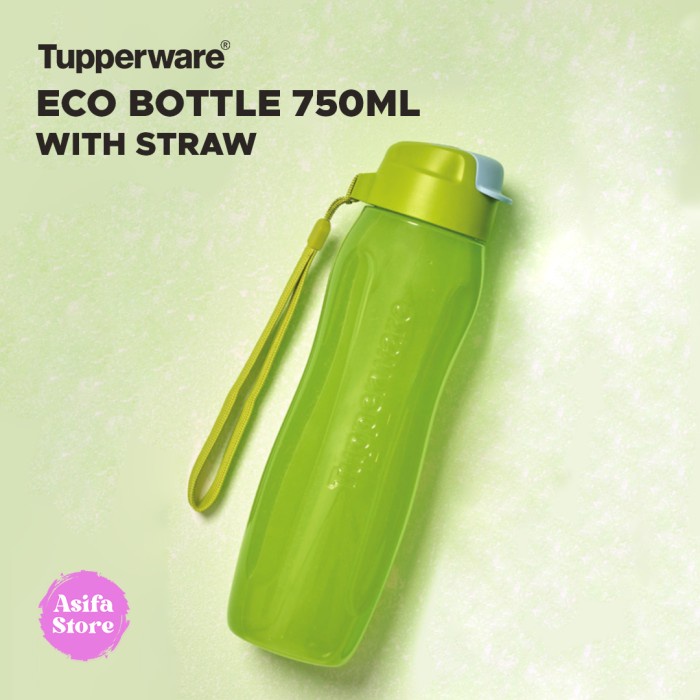 Tupperware Eco Bottle 750ml Straw - Tempat / Botol Air Minum Sedotan - Hijau