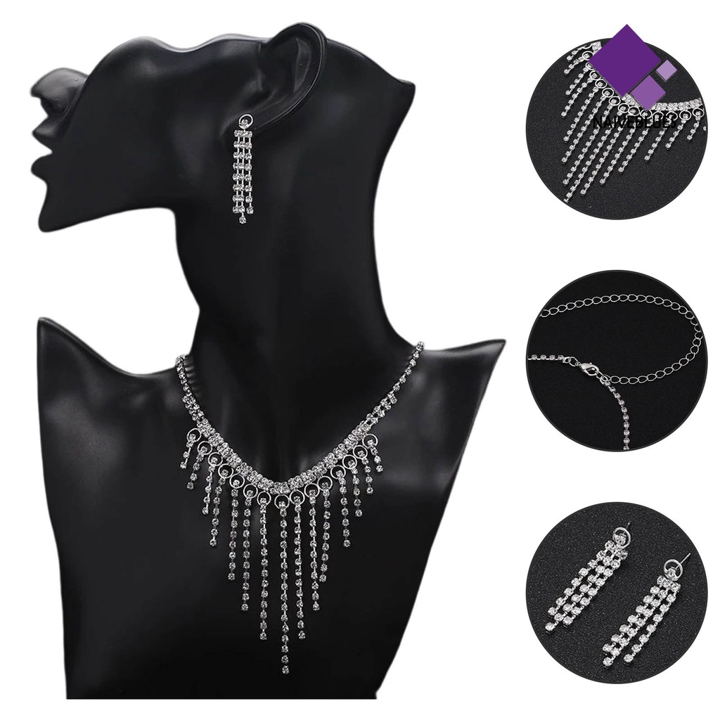 Naiveblue &gt; 1set Anting Rumbai Bertatahkan Temperamen Pengerjaan Indah Gloss Rumbai Shinyny Aksesori Berat