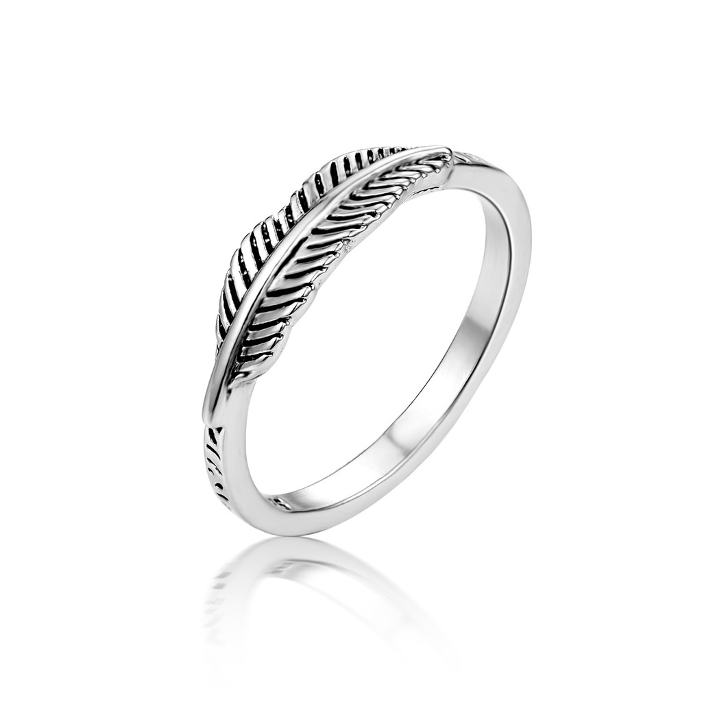 Goldkingdom Aksesoris Perhiasan Fashion Ready Stock Vintage Thai Daun Perak Fashion Cincin Bulu Perhiasan Cincin Berlapis Perak