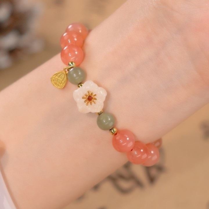 Korea Vintage Lily of The Valley Bunga Manik-Manik Gelang Wanita Sederhana Opal Bangle
