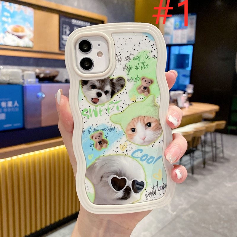 Cool Eyeglass Dog Cat 2in1 Wave Soft Case HP iP iPhone 14 13 12 11 Pro X XS XR Max 7 8 + Plus White FTD Casing Apple