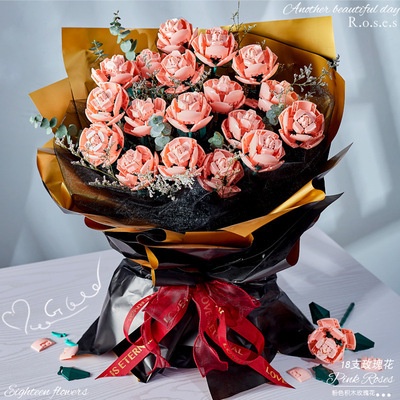 Hiasan Bunga Mawar Merah Pink Biru Buket Bucket Bouquet Hadiah Ulang Tahun Kreatif Menghias DIY Mainan Hadiah