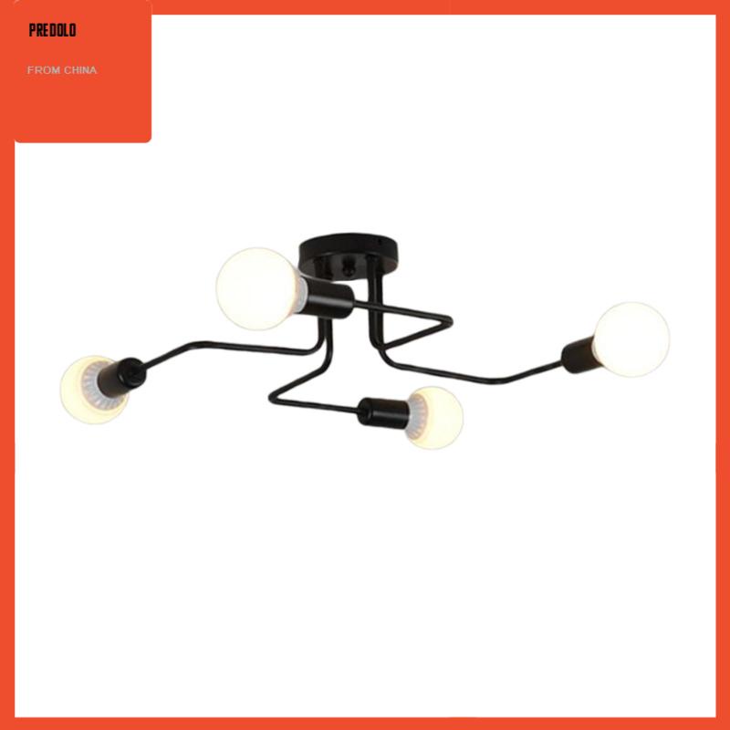 [Predolo] Lampu Plafon Retro Besi Tempa Besar Hitam Lampu Gantung Ceiling Lamp 4-Head