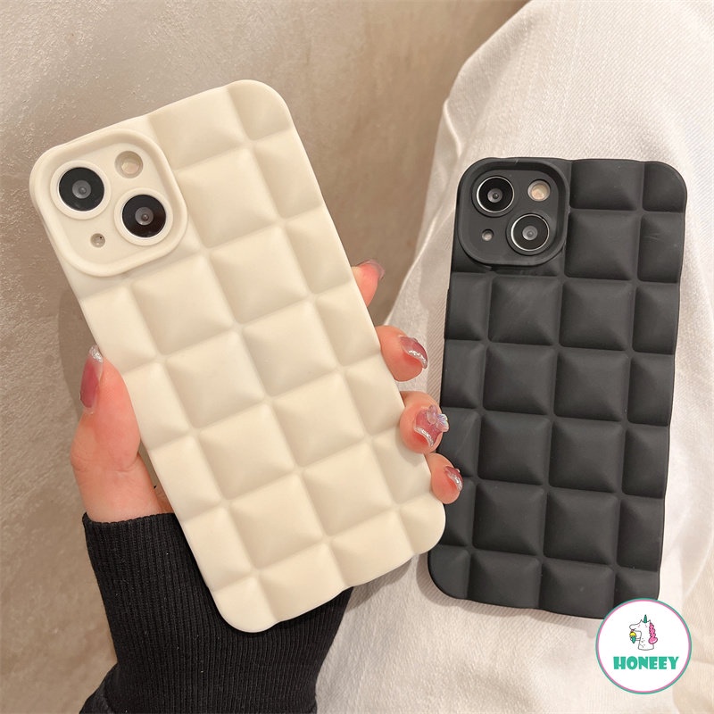 Kisi 3D Warna Solid Sederhana Cocok Untuk IPhone14 Pro MAX Case Apple13 12 11 XS MAX Casing Ponsel Bantal Silikon