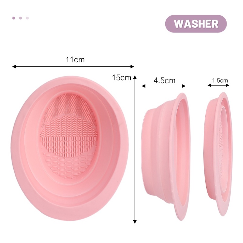 High Quality Silicone Foldable Scrub Bowl Wet And Dry Puff Wash Pad Empat Pola Kuas Makeup Pembersih Mangkuk