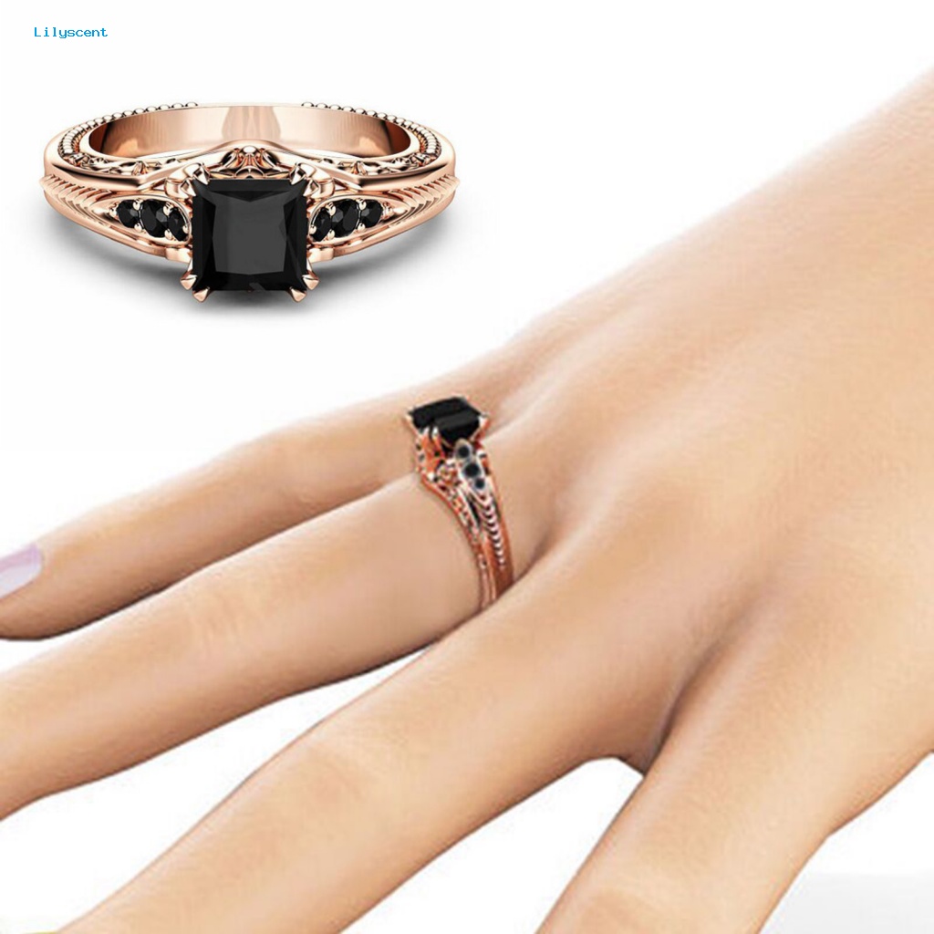 Cincin Lilyscent Alloy Untuk Outdoor Desain Unik Trendy Ring Square Cubic Zirconia