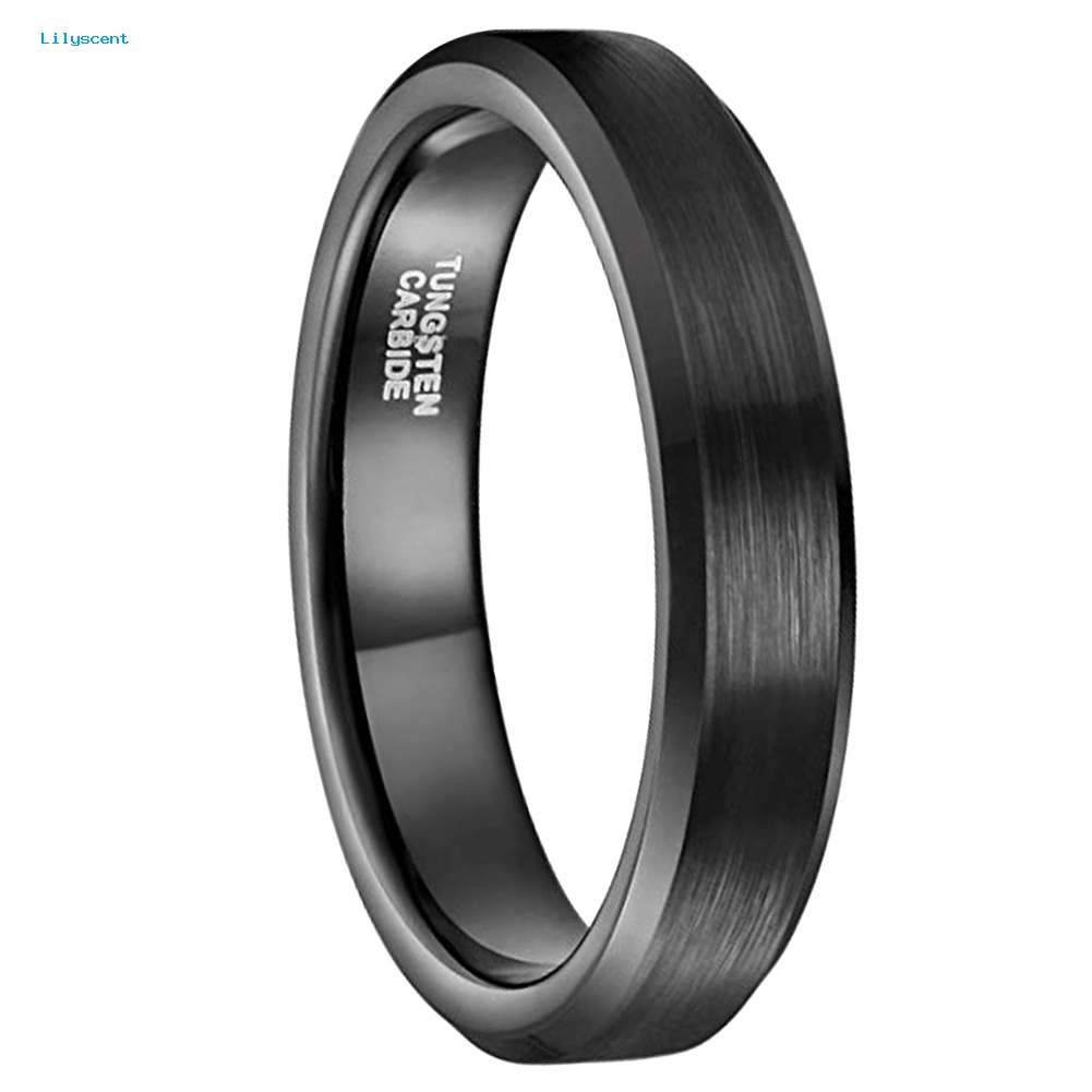 Lilyscent Pernikahan Pertunangan 4 mm Tungsten Carbide Band Cincin Pria Wanita Jari Perhiasan Hadiah